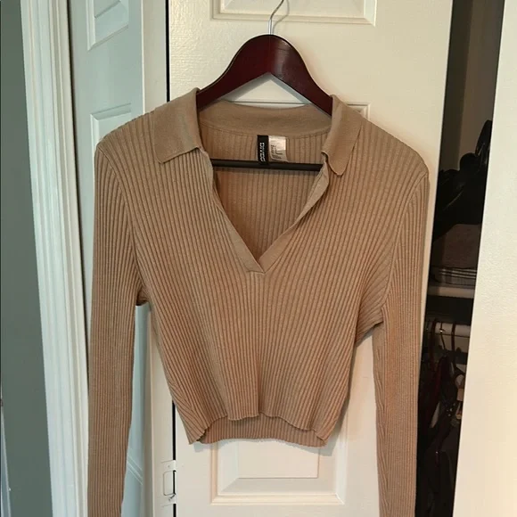 Tan Ribbed Knit Top - Picture 1 of 3